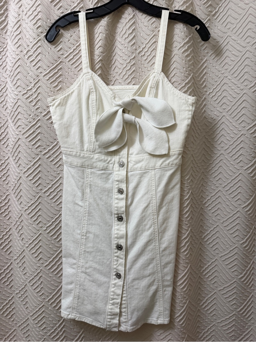 7 For All Mankind Double Tie Mini Dress Buttoned Denim Jean SZ S - Picture 2 of 5